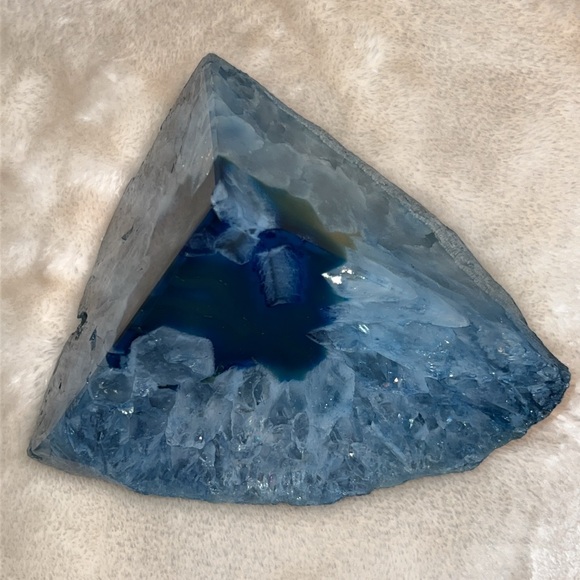 💎 2.8 LB (1.27 kg) GENUINE RAW BLUE AGATE CRYSTAL SLICE WEDGE ROCK GEM STONE - Picture 8 of 14